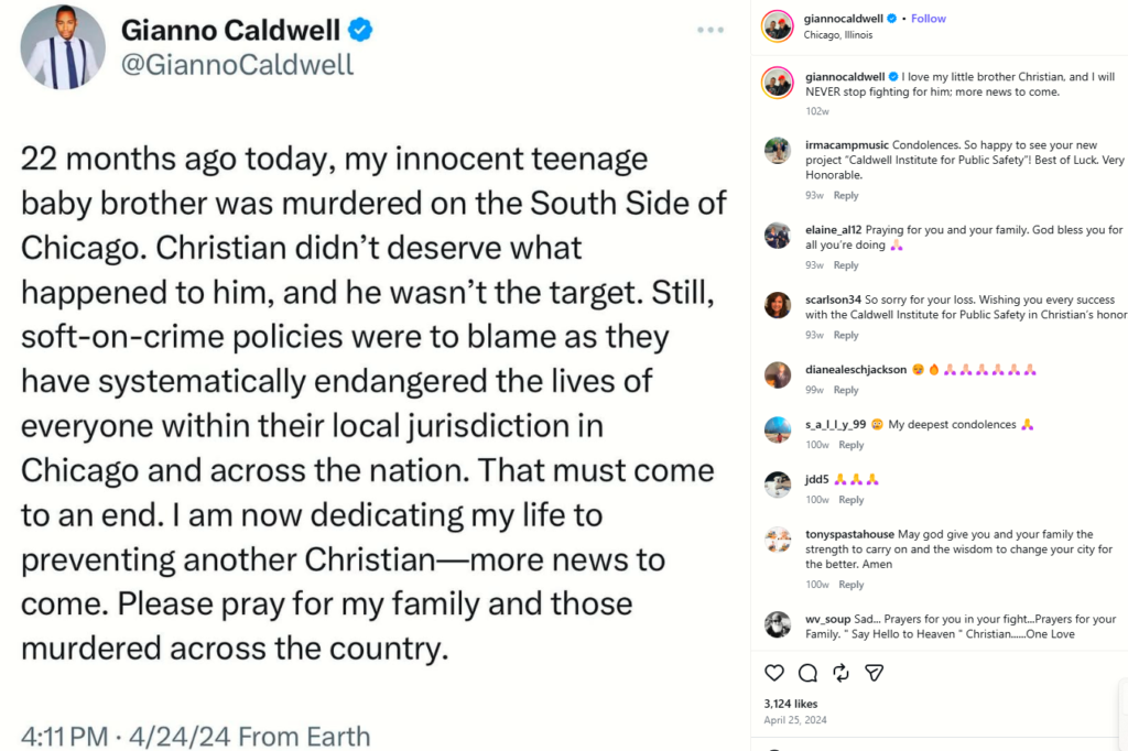 Gianno Caldwell painful post about his brother